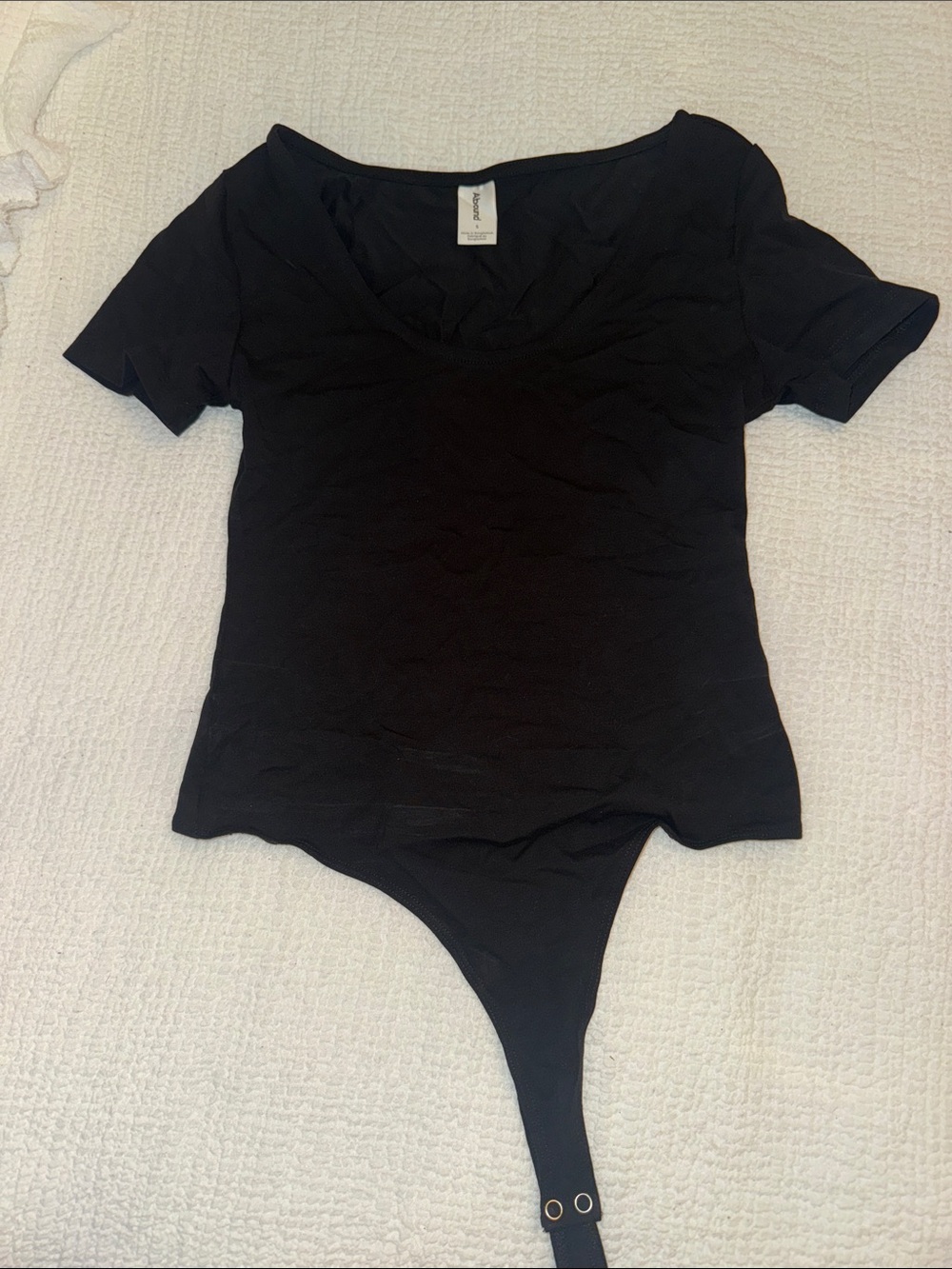 Abound Black Short Sleeve Scoop Neck Bodysuit